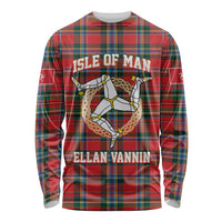 Personalized Isle of Man Triskelion Long Sleeve Shirt Celtic Knots with Red Tartan