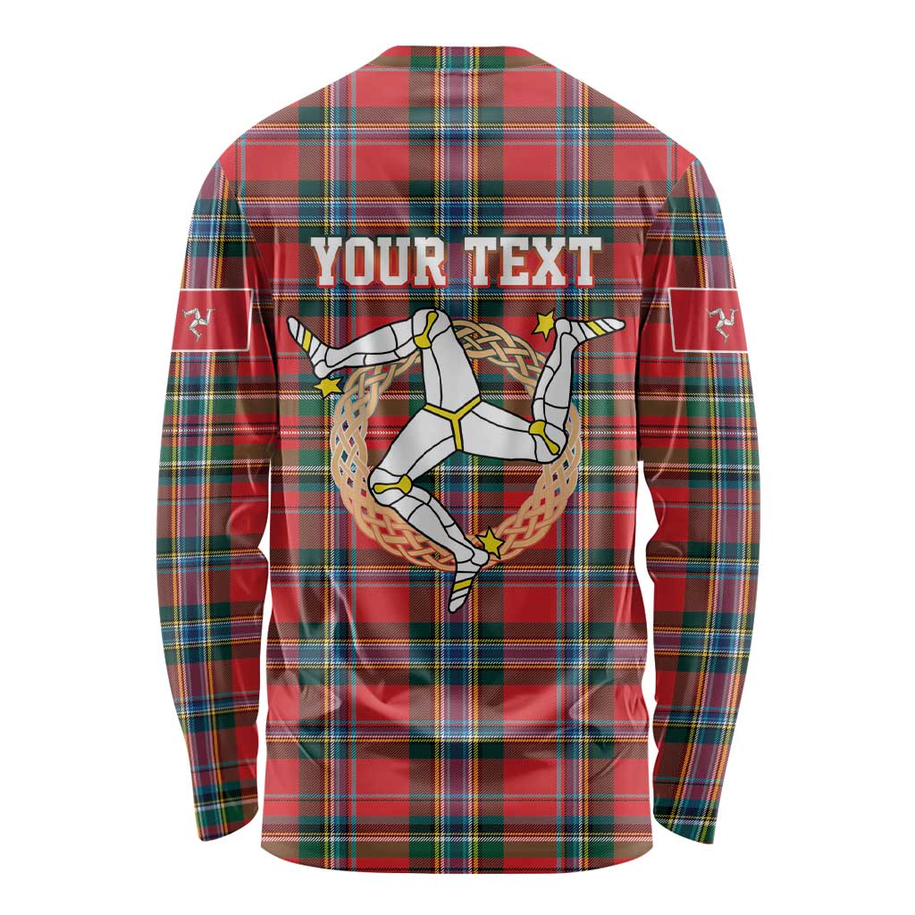Personalized Isle of Man Triskelion Long Sleeve Shirt Celtic Knots with Red Tartan