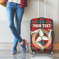 Personalized Isle of Man Triskelion Luggage Cover Celtic Knots with Red Tartan