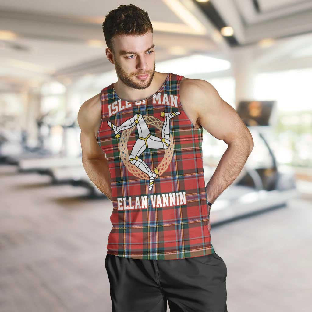Personalized Isle of Man Triskelion Men Tank Top Celtic Knots with Red Tartan