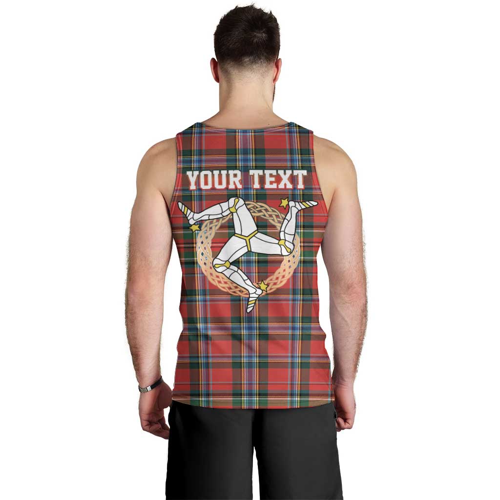 Personalized Isle of Man Triskelion Men Tank Top Celtic Knots with Red Tartan