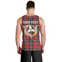 Personalized Isle of Man Triskelion Men Tank Top Celtic Knots with Red Tartan