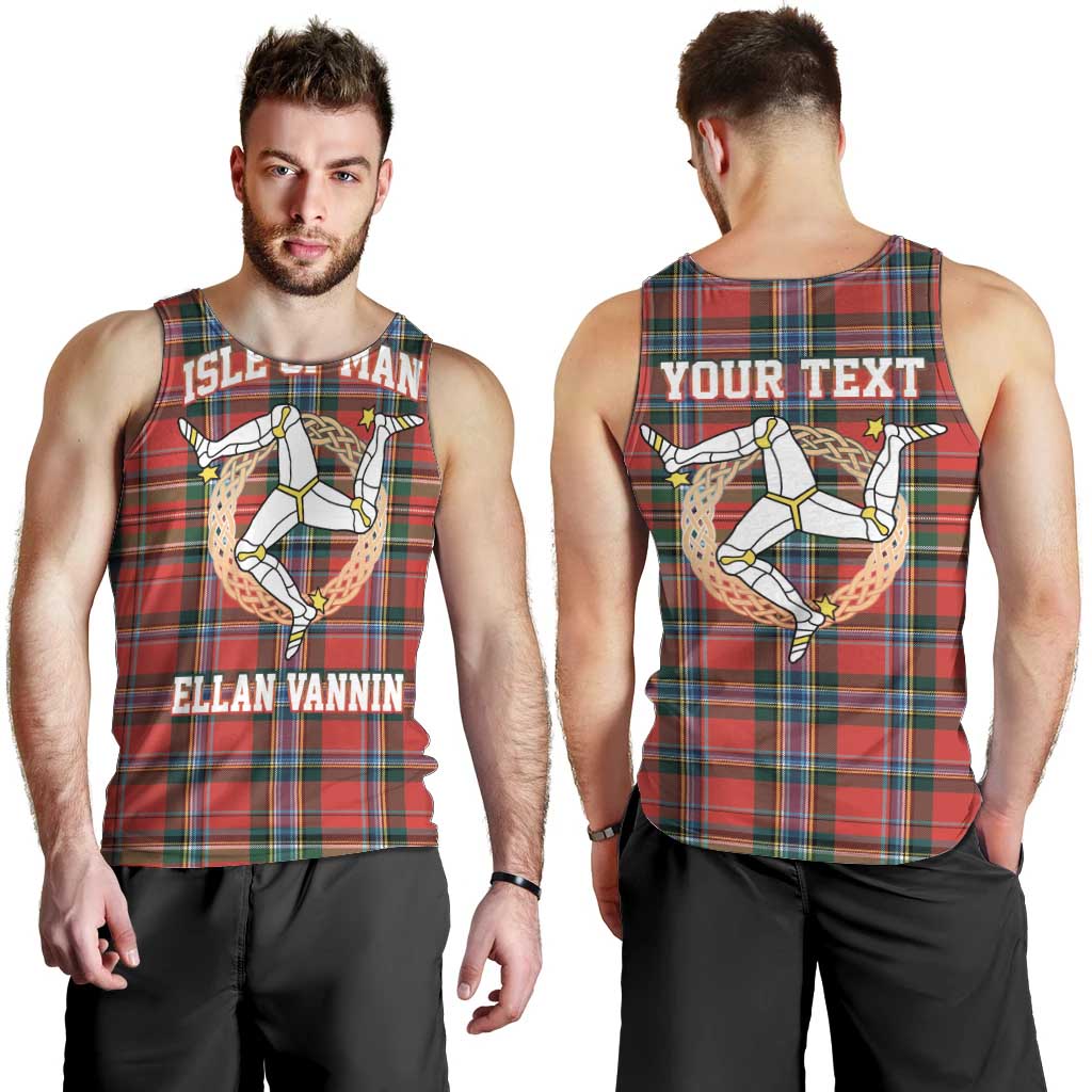 Personalized Isle of Man Triskelion Men Tank Top Celtic Knots with Red Tartan