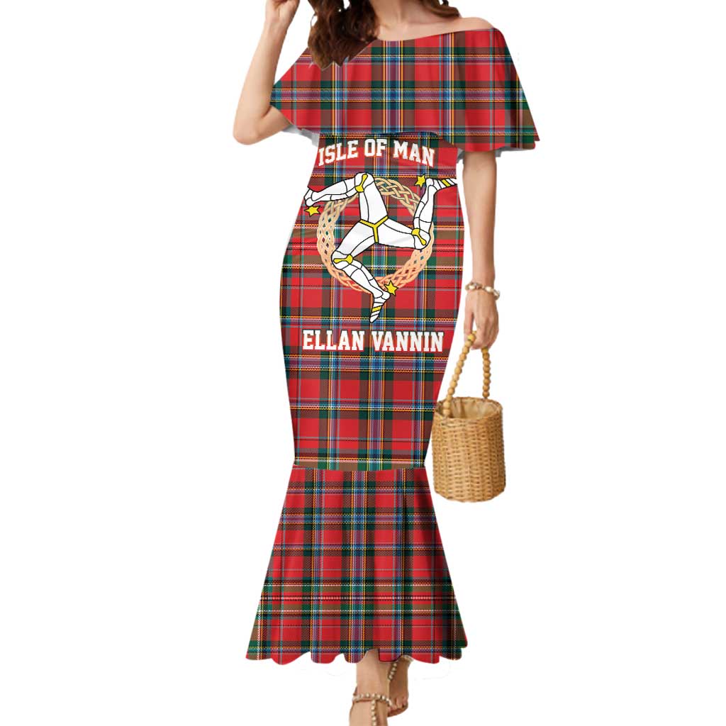 Personalized Isle of Man Triskelion Mermaid Dress Celtic Knots with Red Tartan