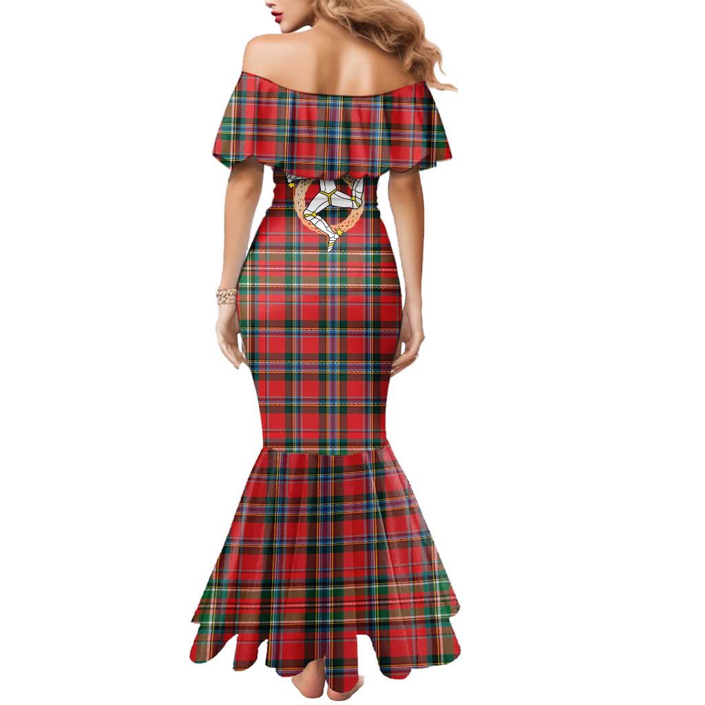 Personalized Isle of Man Triskelion Mermaid Dress Celtic Knots with Red Tartan