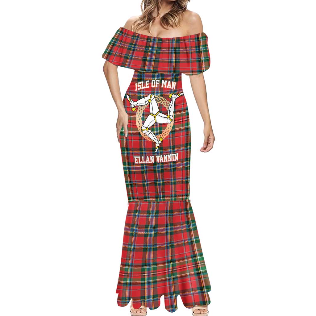 Personalized Isle of Man Triskelion Mermaid Dress Celtic Knots with Red Tartan