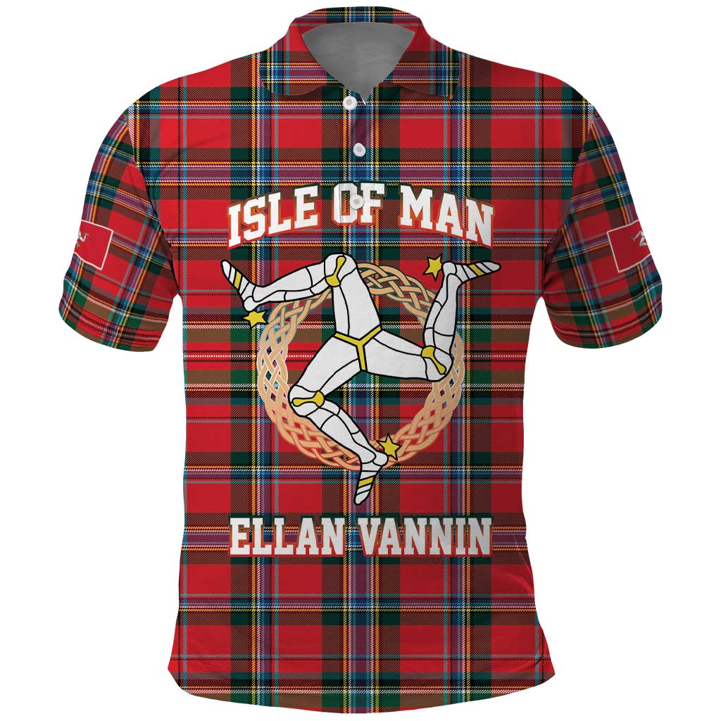 Personalized Isle of Man Triskelion Polo Shirt Celtic Knots with Red Tartan