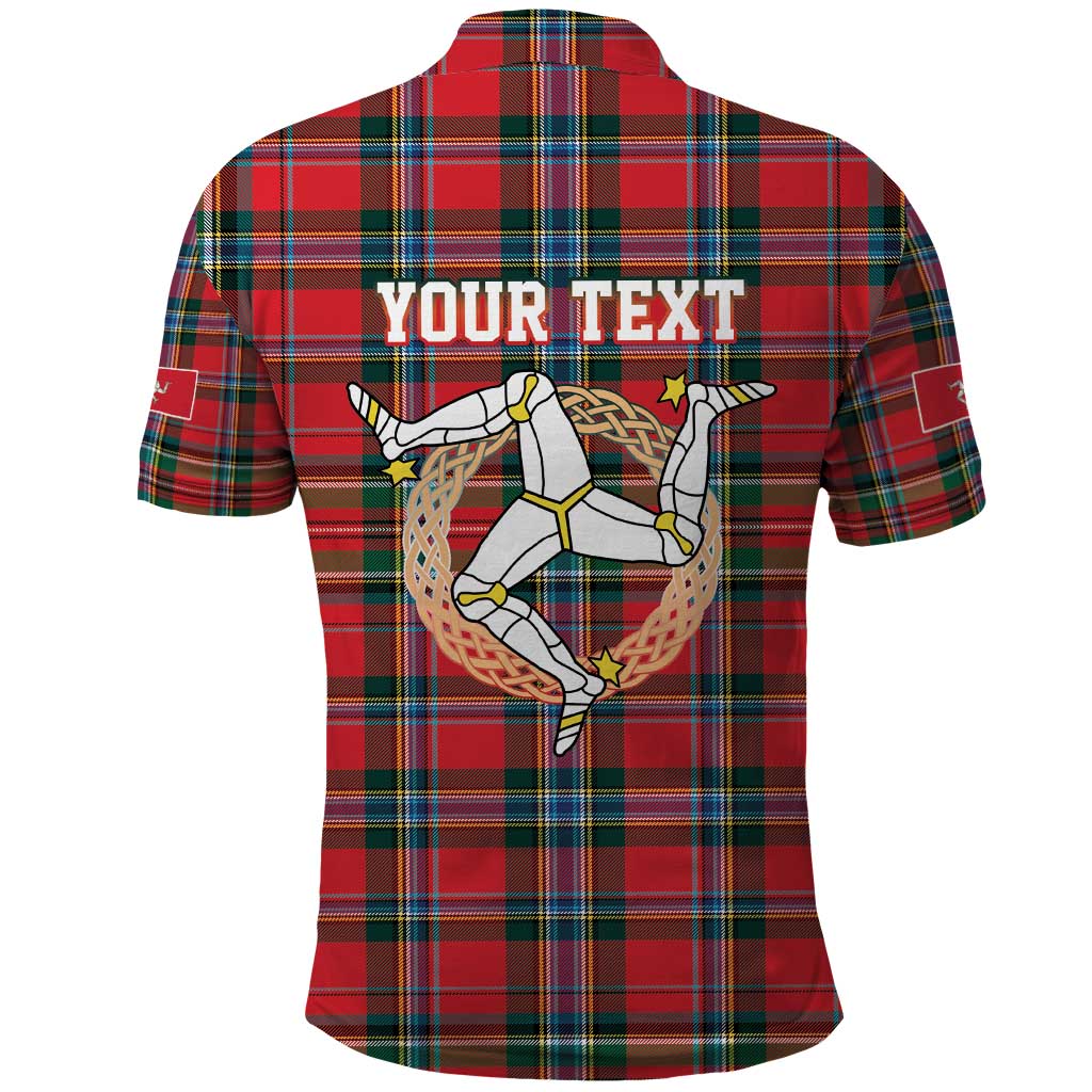 Personalized Isle of Man Triskelion Polo Shirt Celtic Knots with Red Tartan