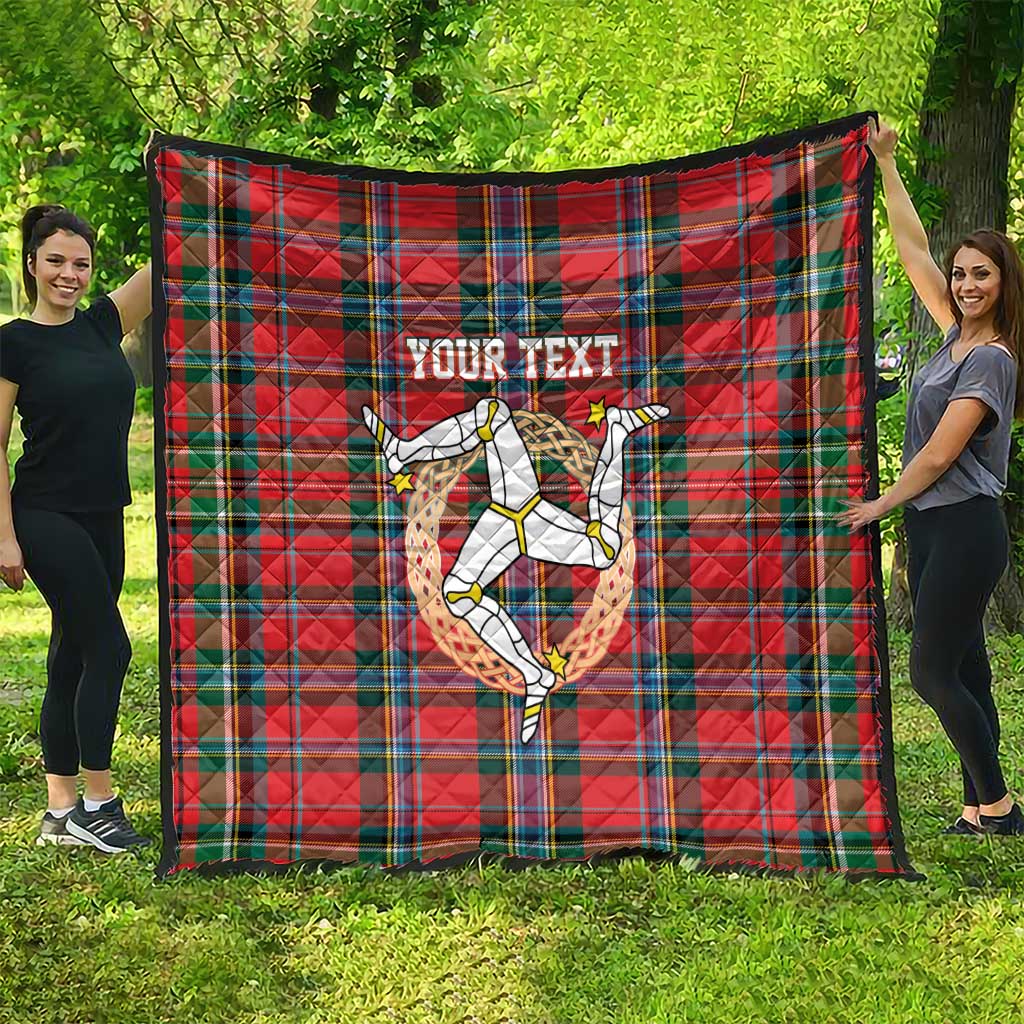 Personalized Isle of Man Triskelion Quilt Celtic Knots with Red Tartan