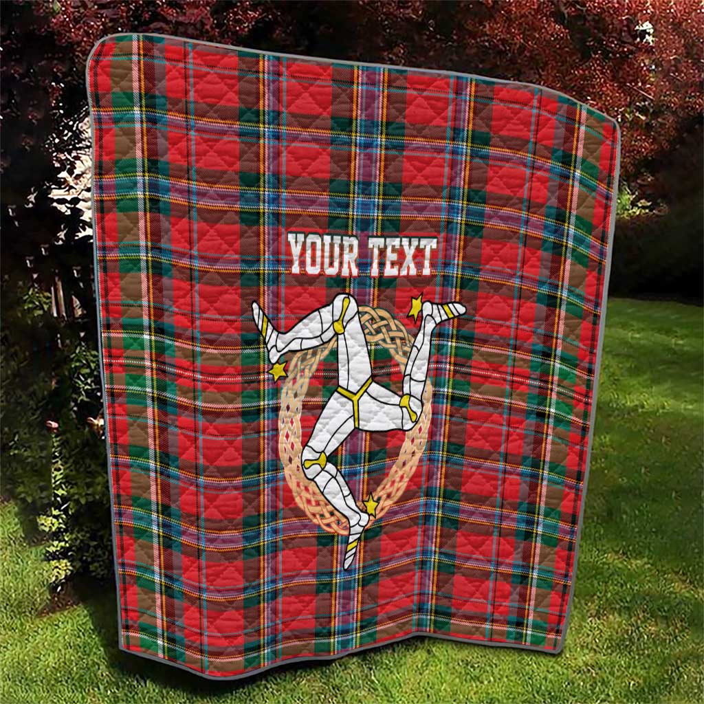 Personalized Isle of Man Triskelion Quilt Celtic Knots with Red Tartan