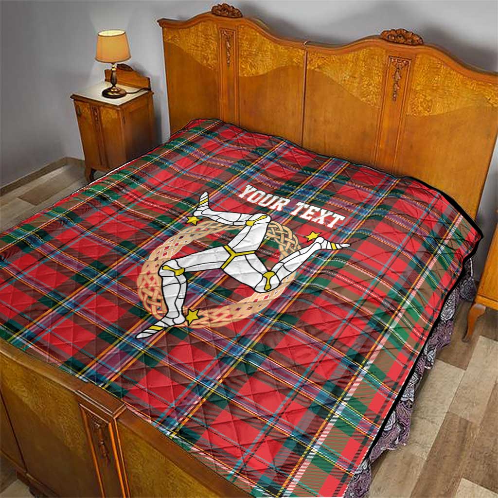 Personalized Isle of Man Triskelion Quilt Celtic Knots with Red Tartan