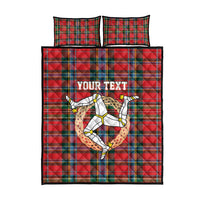 Personalized Isle of Man Triskelion Quilt Bed Set Celtic Knots with Red Tartan