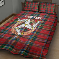 Personalized Isle of Man Triskelion Quilt Bed Set Celtic Knots with Red Tartan