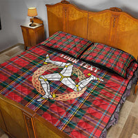 Personalized Isle of Man Triskelion Quilt Bed Set Celtic Knots with Red Tartan