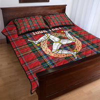 Personalized Isle of Man Triskelion Quilt Bed Set Celtic Knots with Red Tartan