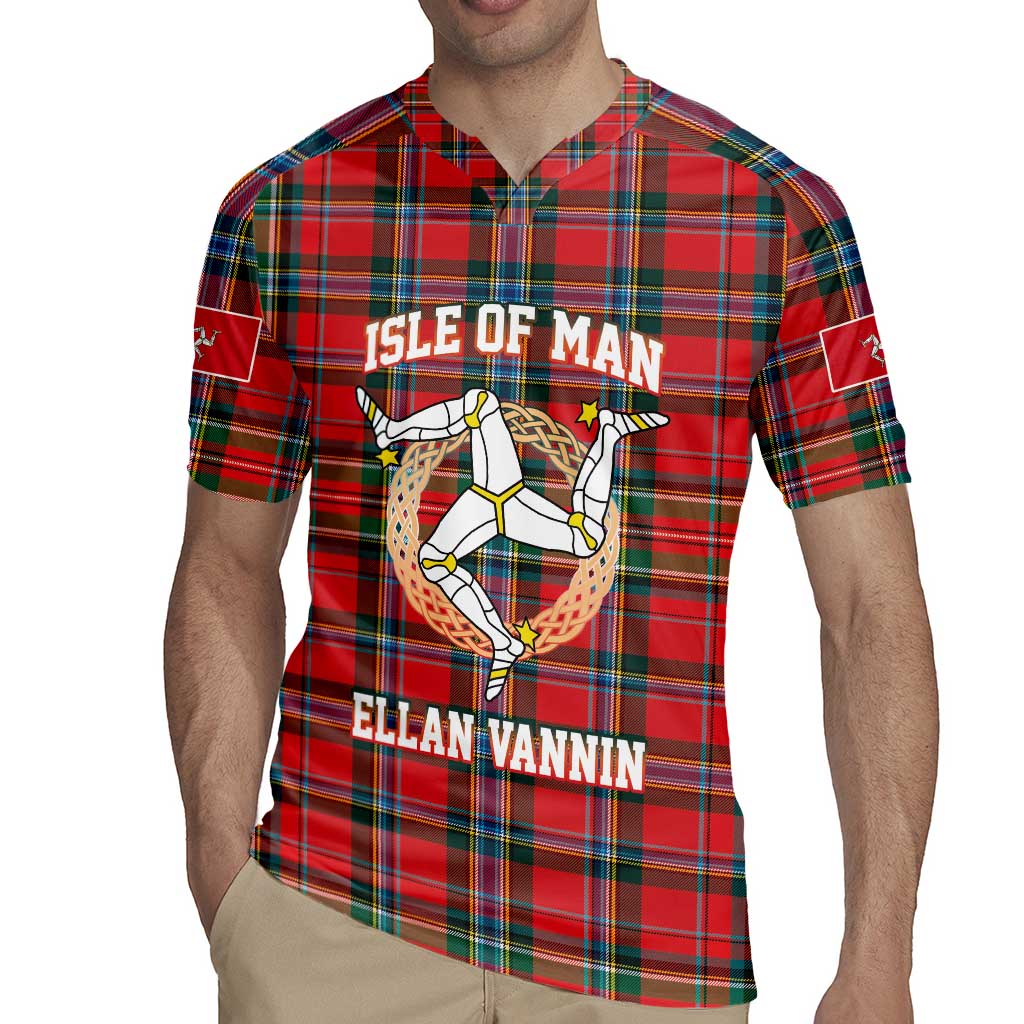 Personalized Isle of Man Triskelion Rugby Jersey Celtic Knots with Red Tartan