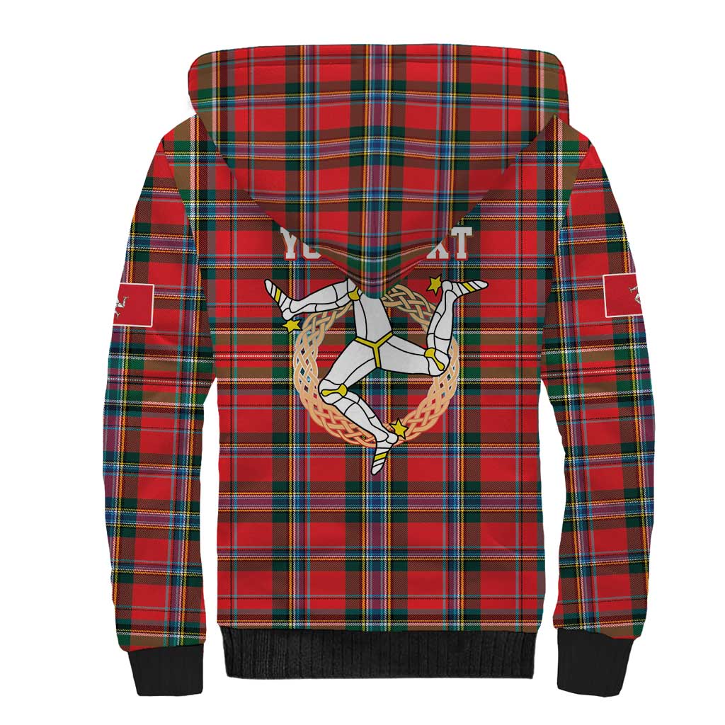 Personalized Isle of Man Triskelion Sherpa Hoodie Celtic Knots with Red Tartan