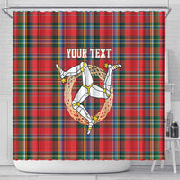 Personalized Isle of Man Triskelion Shower Curtain Celtic Knots with Red Tartan