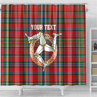 Personalized Isle of Man Triskelion Shower Curtain Celtic Knots with Red Tartan