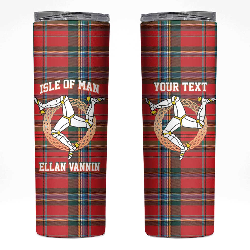 Personalized Isle of Man Triskelion Skinny Tumbler Celtic Knots with Red Tartan