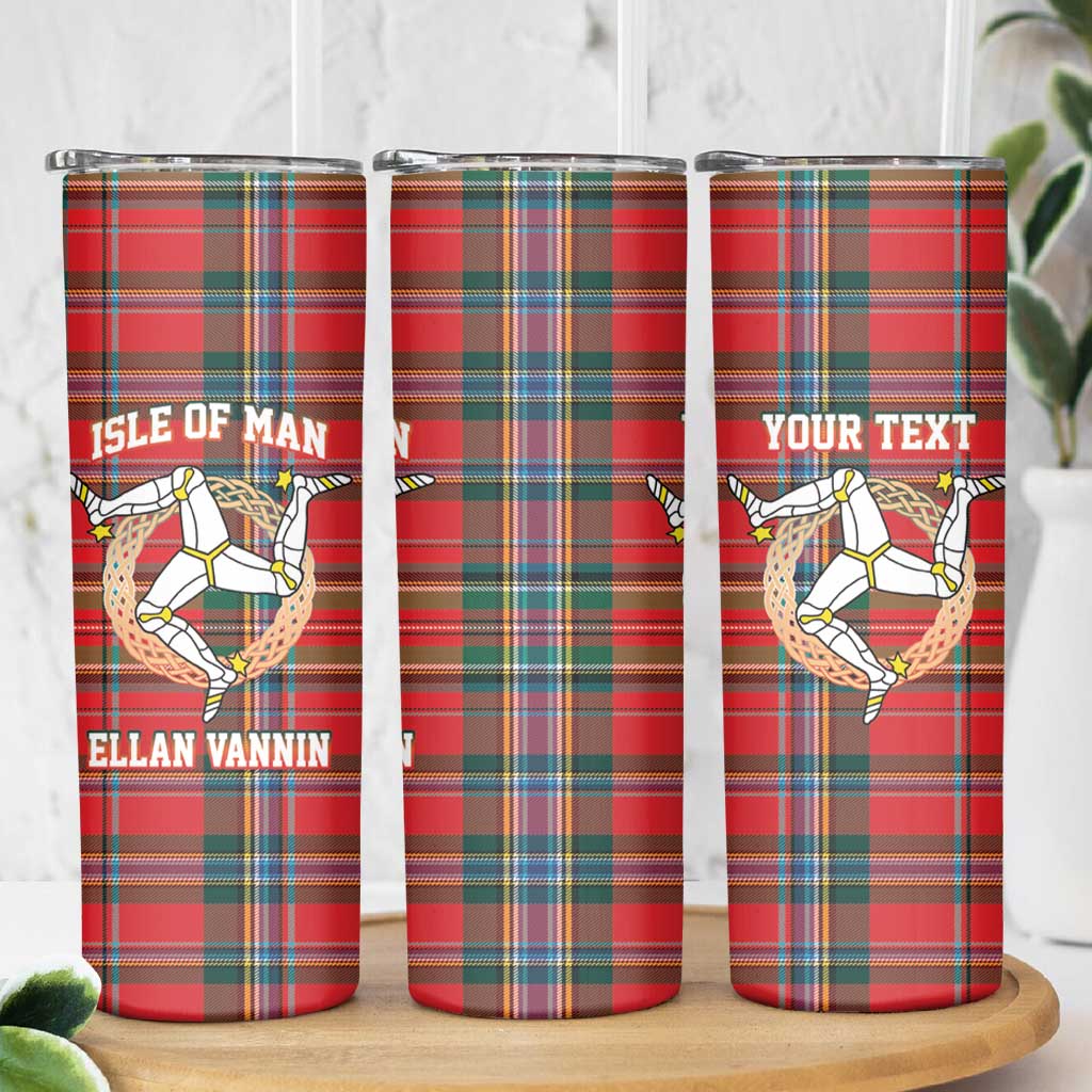 Personalized Isle of Man Triskelion Skinny Tumbler Celtic Knots with Red Tartan