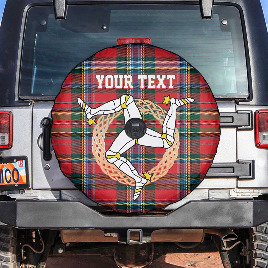 Personalized Isle of Man Triskelion Spare Tire Cover Celtic Knots with Red Tartan