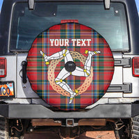 Personalized Isle of Man Triskelion Spare Tire Cover Celtic Knots with Red Tartan