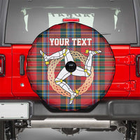 Personalized Isle of Man Triskelion Spare Tire Cover Celtic Knots with Red Tartan