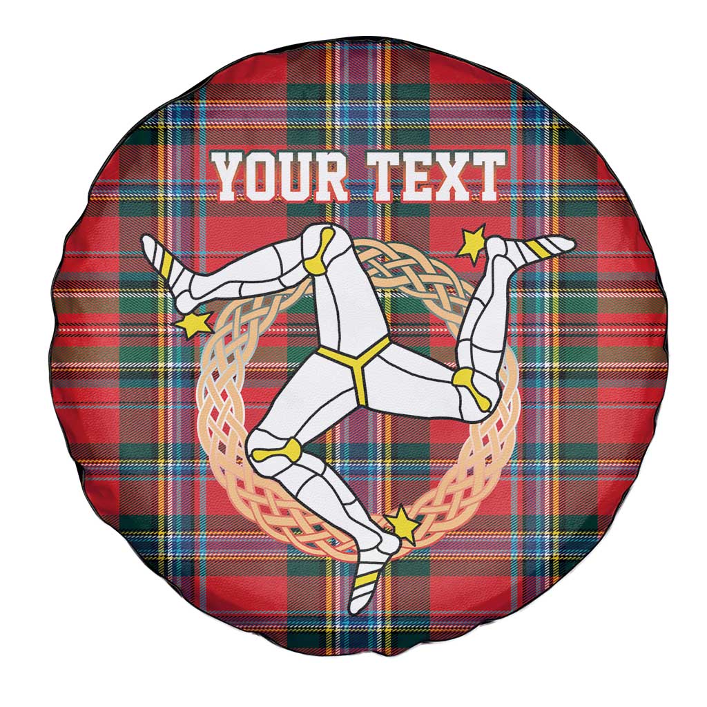 Personalized Isle of Man Triskelion Spare Tire Cover Celtic Knots with Red Tartan