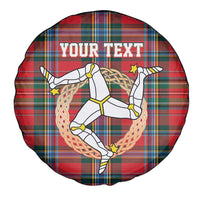 Personalized Isle of Man Triskelion Spare Tire Cover Celtic Knots with Red Tartan
