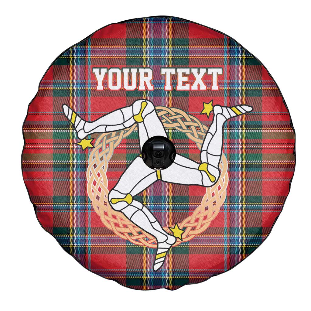 Personalized Isle of Man Triskelion Spare Tire Cover Celtic Knots with Red Tartan