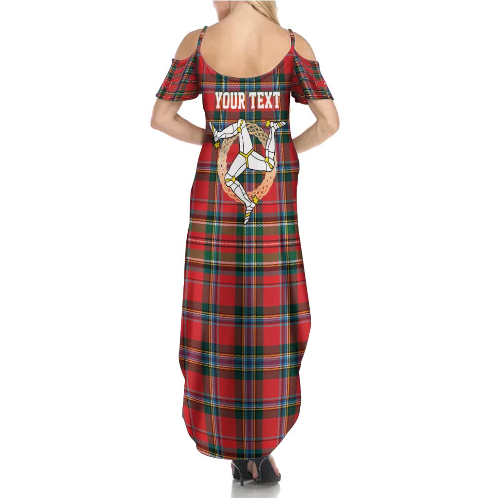 Personalized Isle of Man Triskelion Summer Maxi Dress Celtic Knots with Red Tartan
