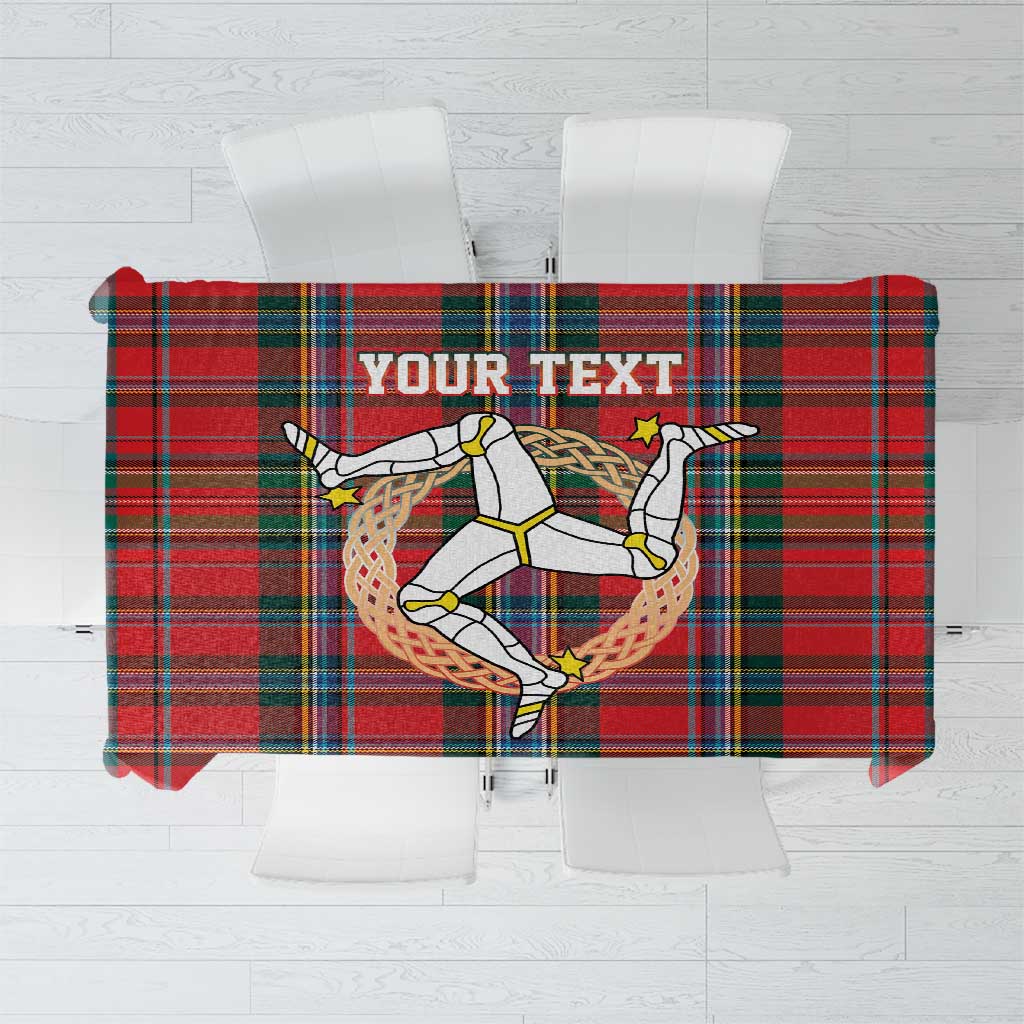 Personalized Isle of Man Triskelion Tablecloth Celtic Knots with Red Tartan