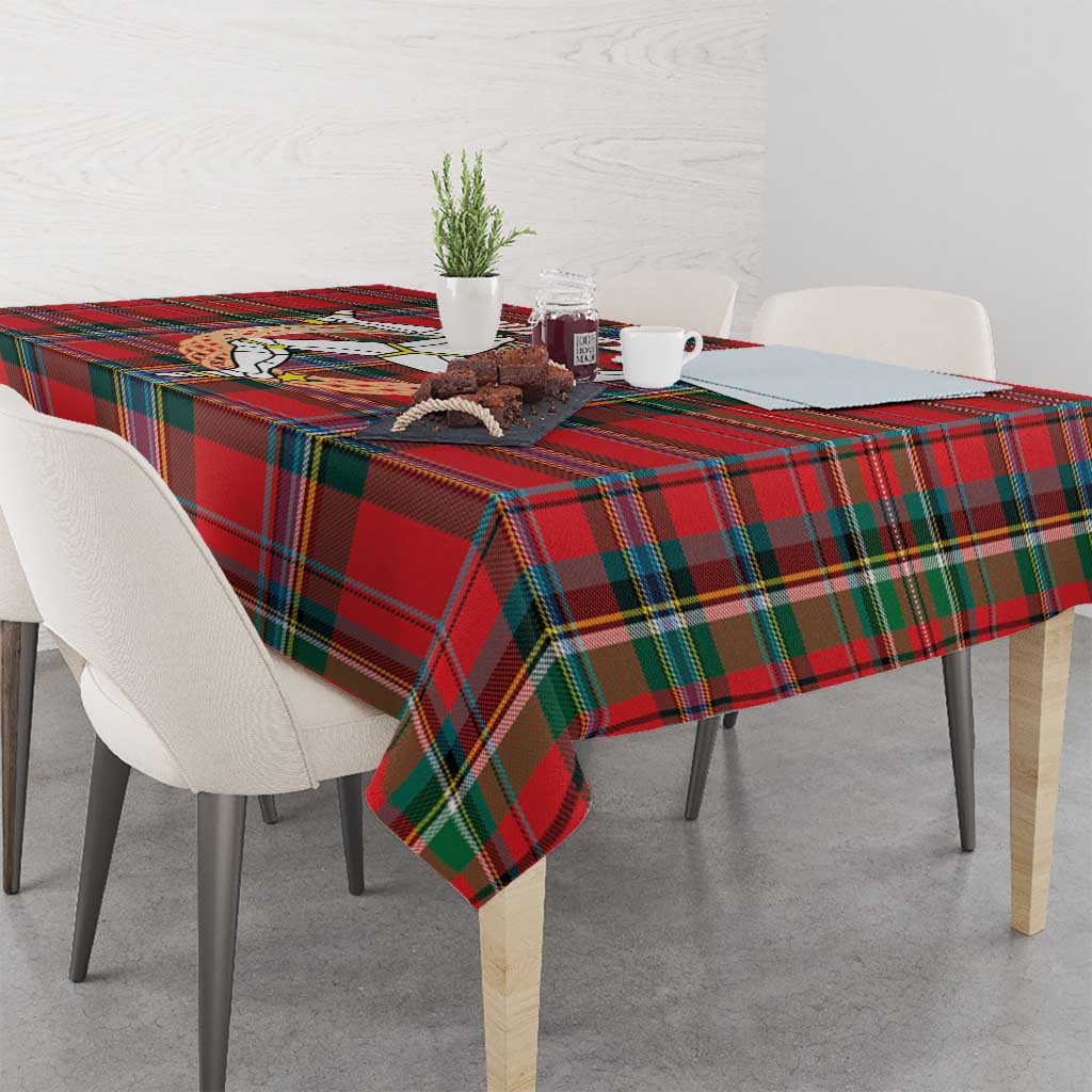 Personalized Isle of Man Triskelion Tablecloth Celtic Knots with Red Tartan