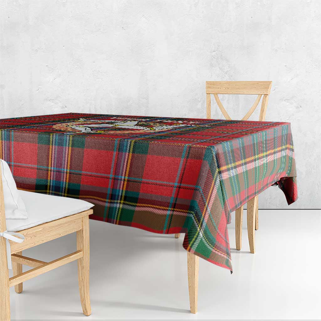 Personalized Isle of Man Triskelion Tablecloth Celtic Knots with Red Tartan