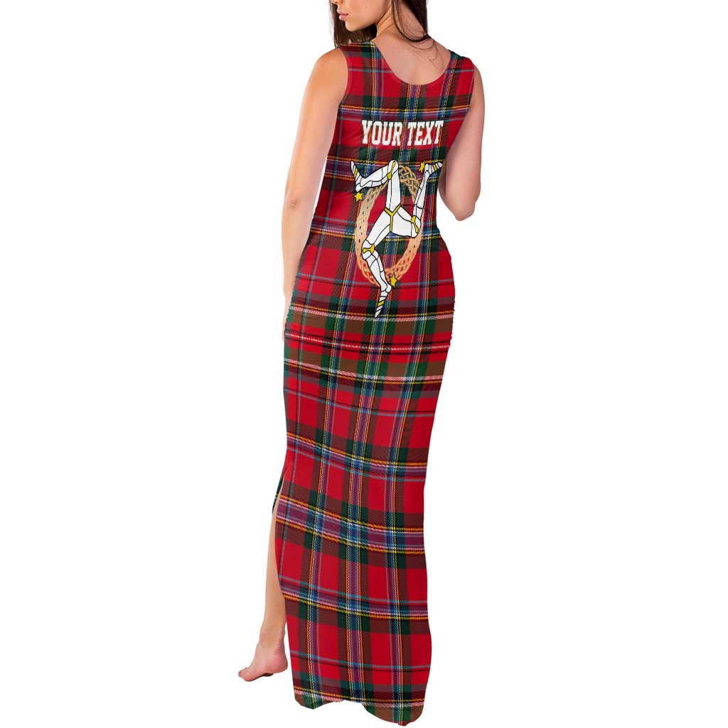 Personalized Isle of Man Triskelion Tank Maxi Dress Celtic Knots with Red Tartan