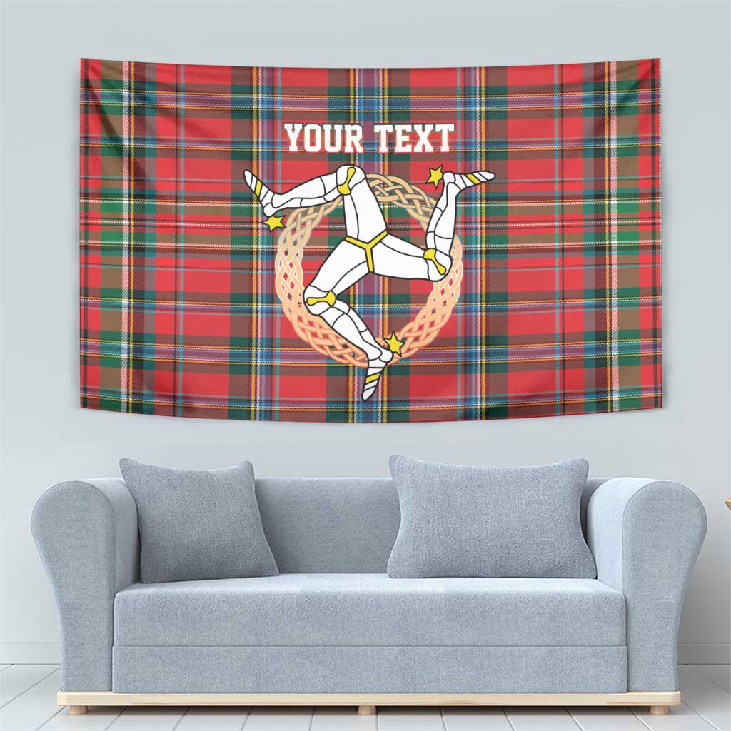 Personalized Isle of Man Triskelion Tapestry Celtic Knots with Red Tartan