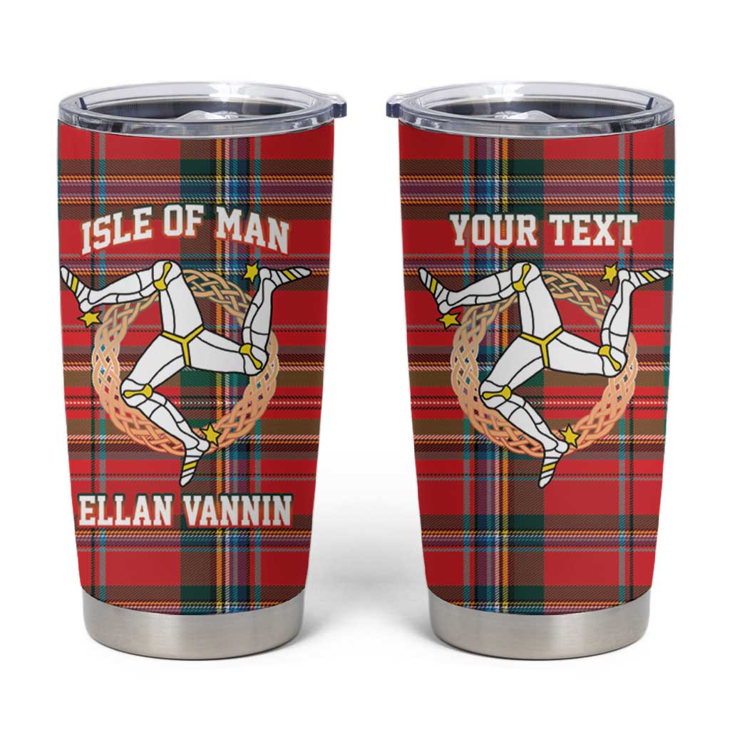 Personalized Isle of Man Triskelion Tumbler Cup Celtic Knots with Red Tartan