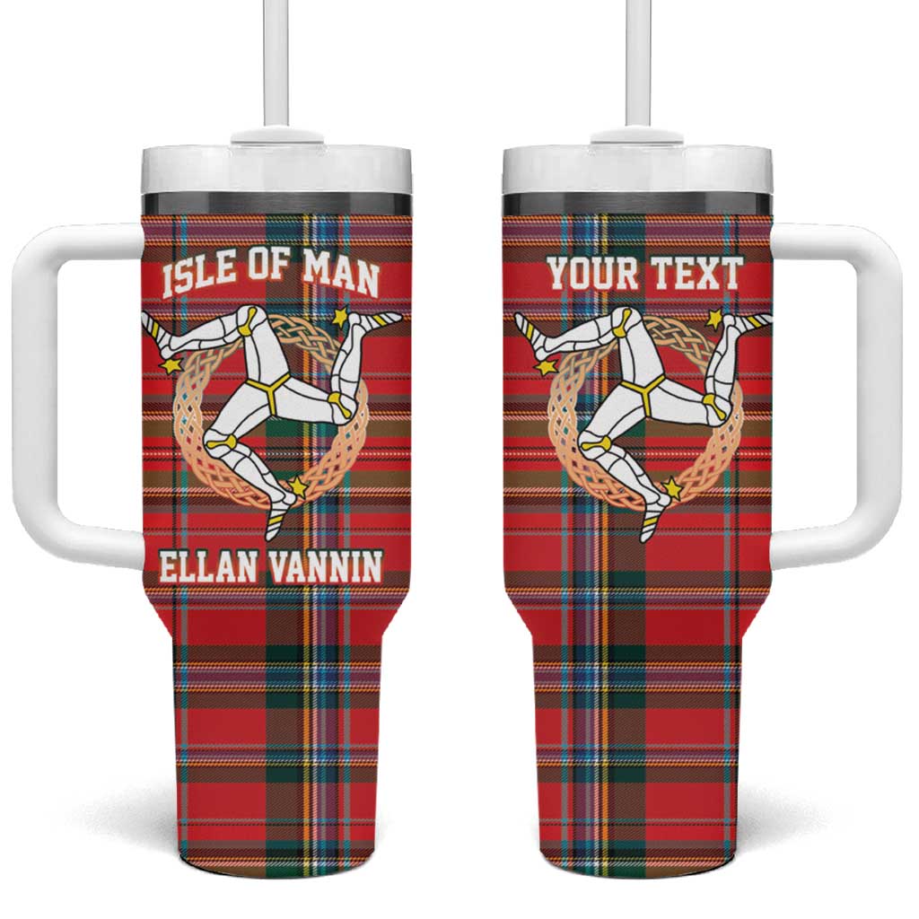 Personalized Isle of Man Triskelion Tumbler With Handle Celtic Knots with Red Tartan