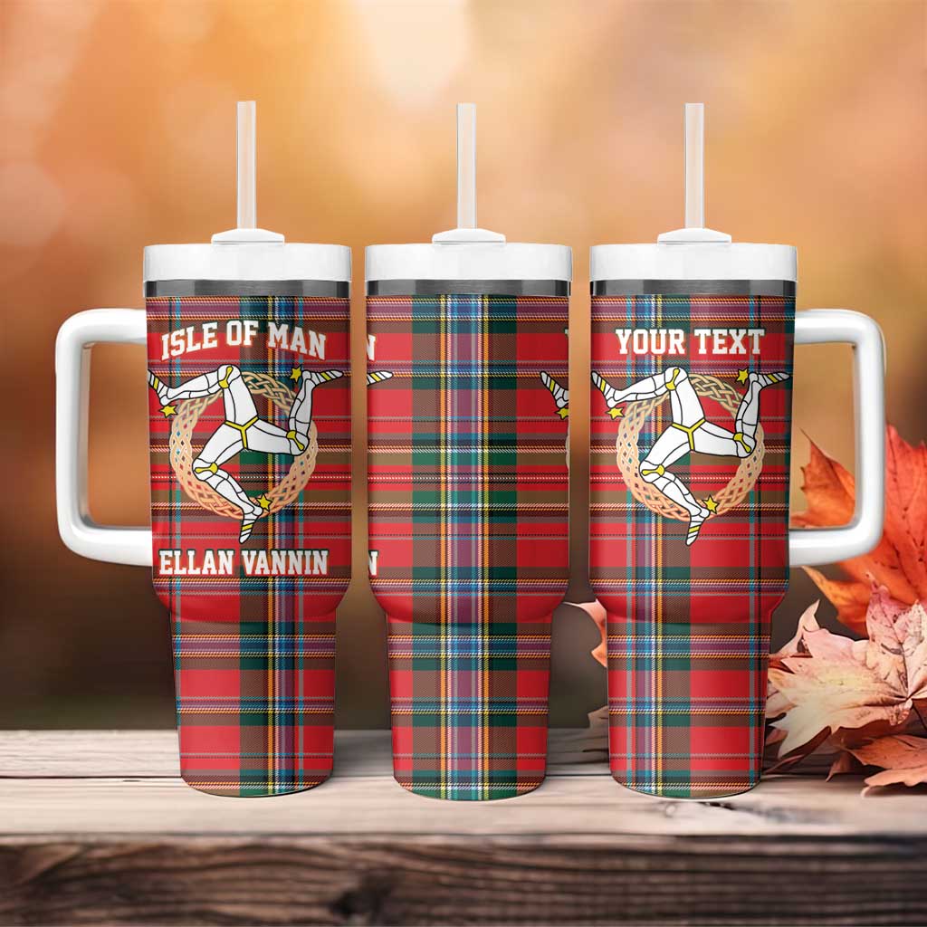 Personalized Isle of Man Triskelion Tumbler With Handle Celtic Knots with Red Tartan