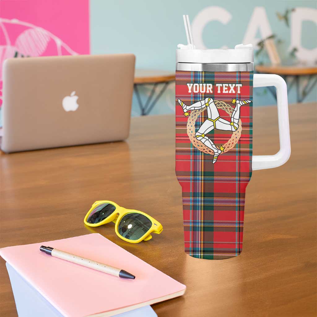Personalized Isle of Man Triskelion Tumbler With Handle Celtic Knots with Red Tartan