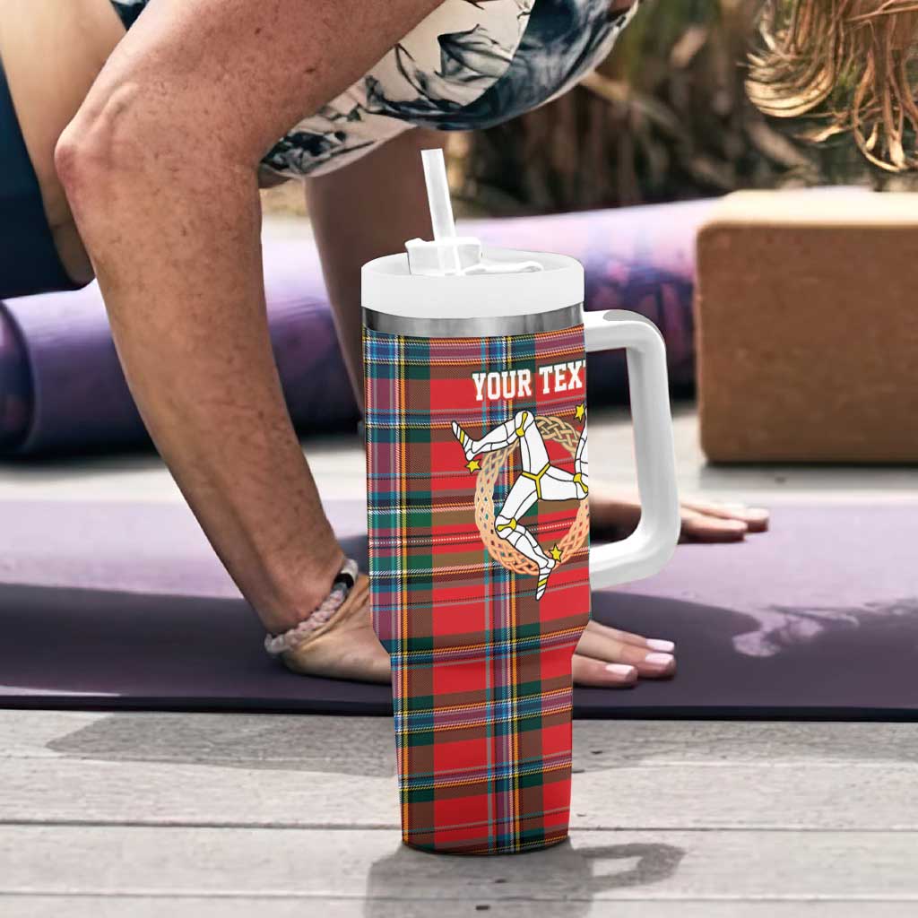 Personalized Isle of Man Triskelion Tumbler With Handle Celtic Knots with Red Tartan