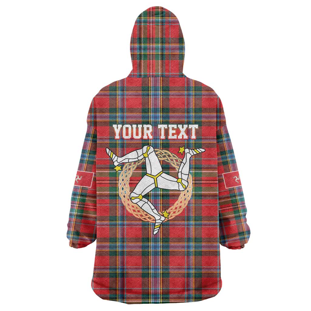 Personalized Isle of Man Triskelion Wearable Blanket Hoodie Celtic Knots with Red Tartan