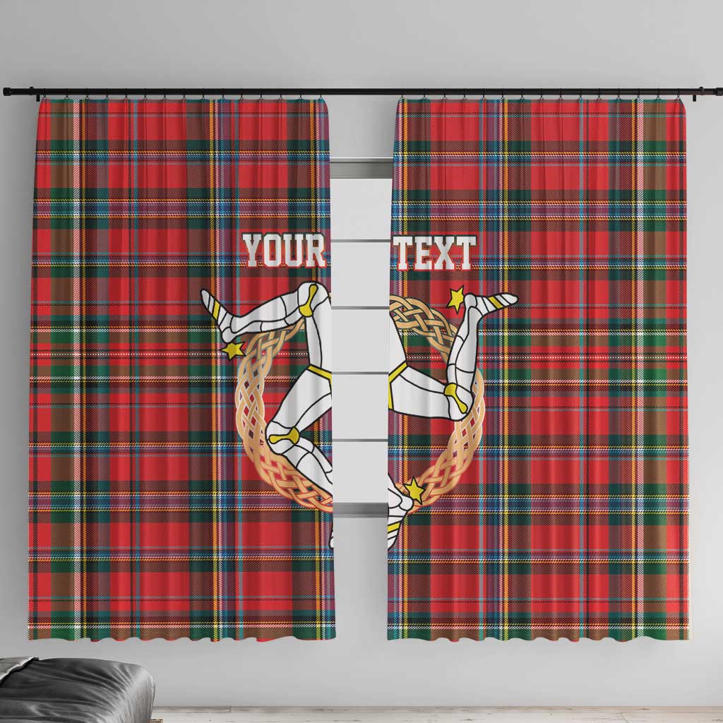 Personalized Isle of Man Triskelion Window Curtain Celtic Knots with Red Tartan