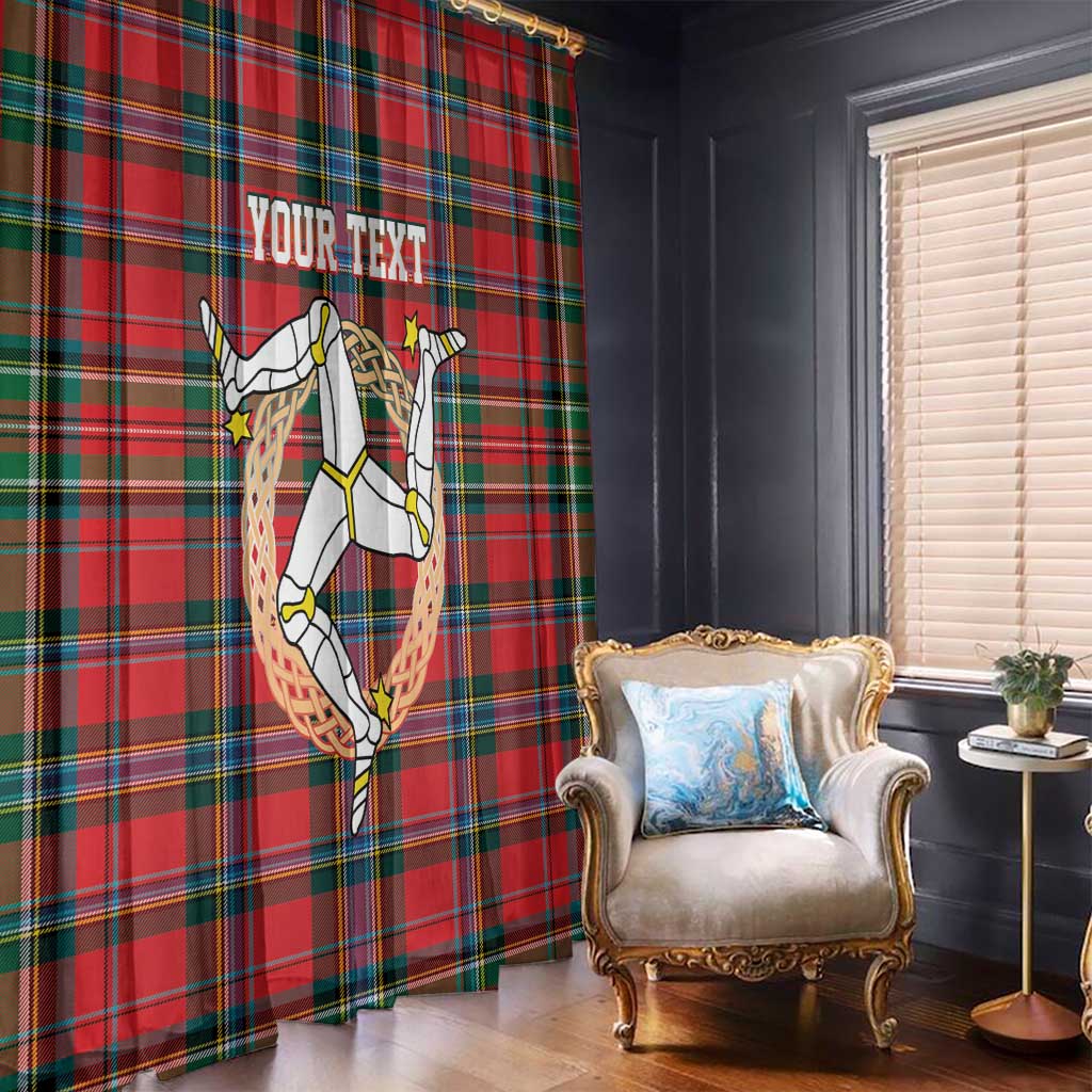 Personalized Isle of Man Triskelion Window Curtain Celtic Knots with Red Tartan