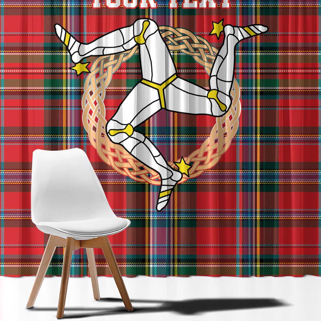 Personalized Isle of Man Triskelion Window Curtain Celtic Knots with Red Tartan