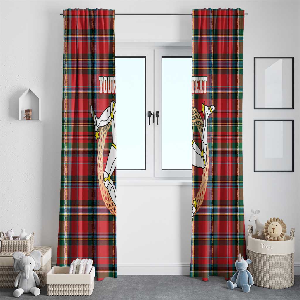Personalized Isle of Man Triskelion Window Curtain Celtic Knots with Red Tartan