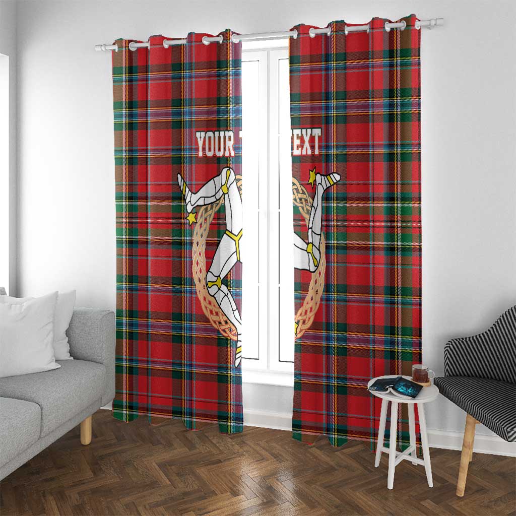 Personalized Isle of Man Triskelion Window Curtain Celtic Knots with Red Tartan