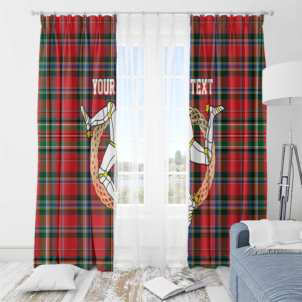 Personalized Isle of Man Triskelion Window Curtain Celtic Knots with Red Tartan