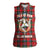 Personalized Isle of Man Triskelion Women Sleeveless Polo Shirt Celtic Knots with Red Tartan